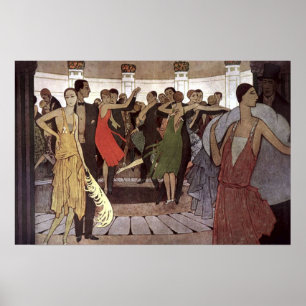 Poster Arte Deco Vintage Salão de Dança Noturno em Paris
