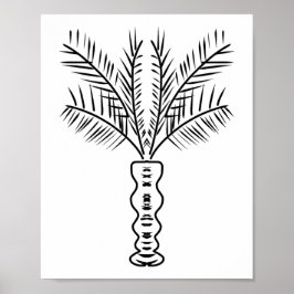 Poster Arte Desenhada à Mão de Palmeiras Preto e Branco