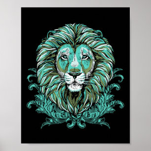 Poster Arte Detalhada Do Leão Majestoso - Os Leões São O 