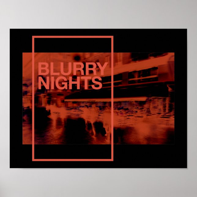 Poster Arte digital de cor vermelha: Noites turnas (Frente)