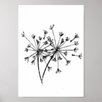 Arte Digital de Dandelion Minimalista Preta