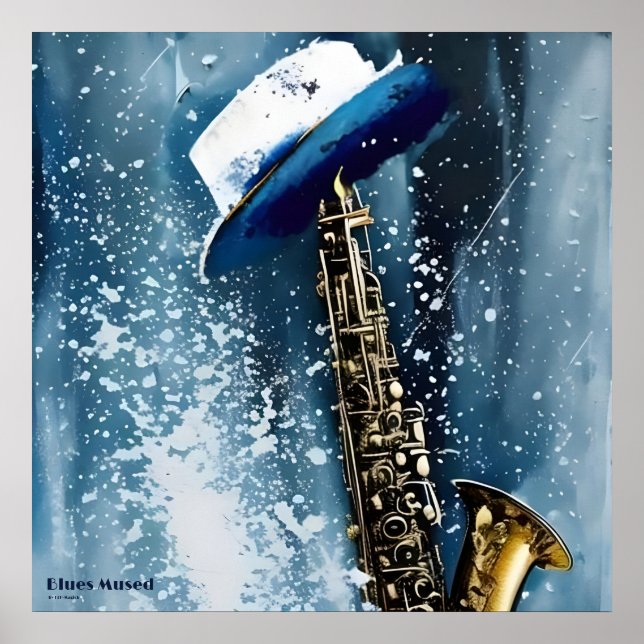Poster Arte Digital de Fantasia com Blues Mused AI Impres (Frente)