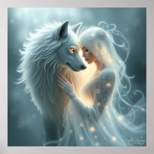 Poster Arte Digital de Fantasia com IA Para Sempre Juntos