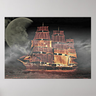 Poster Arte digital de navio à vela
