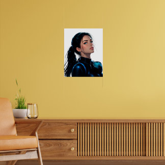 Poster Arte digital futurista de menina mergulhando.