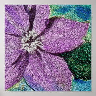 Póster Arte Digital Mídia Mídia com Flor Roxo