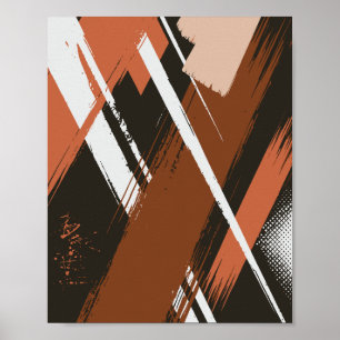 Poster Arte dinâmica do traçado do pincel Abstrato