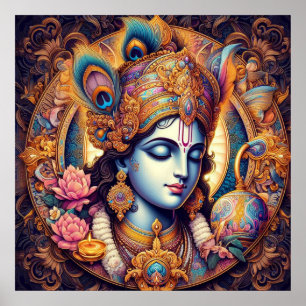 Poster Arte Divina Azul Krishna