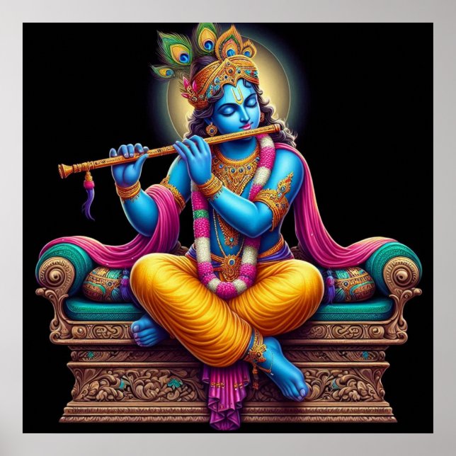 Poster Arte Divina Serena Flauta Krishna (Frente)