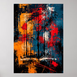 Poster Arte do Amante de Livros Floresta de Palavras Neo-
