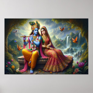 Poster Arte do Amor Divino: Krishna Radha, Divindade Espi