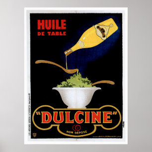 Poster Arte do anúncio da comida do vintage de Huile De