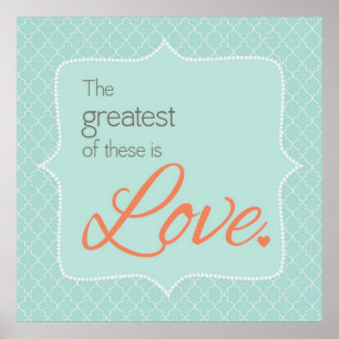 Póster Arte do aqua do amor e da parede do coral