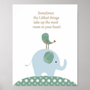 Póster Arte do berçário do pássaro de elefante