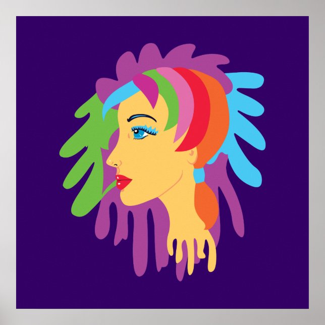Póster Arte do Cabelo Arco-íris (Frente)