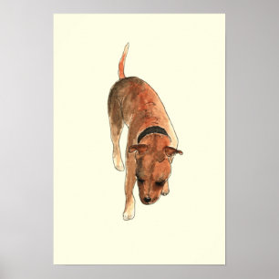 Poster Arte do cão da Aquarela do divertimento de