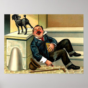 Poster Arte do cão do vintage do DESPERTAR RUDE