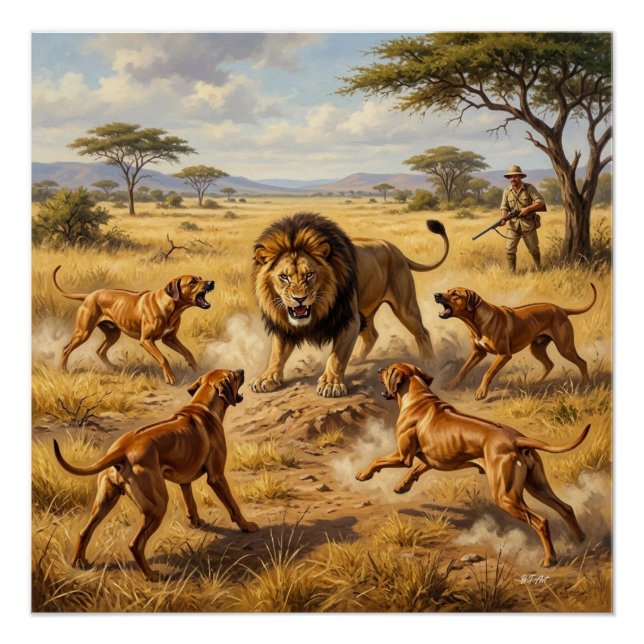 Póster Arte do Cão Leão Rhodesian Ridgeback (Frente)