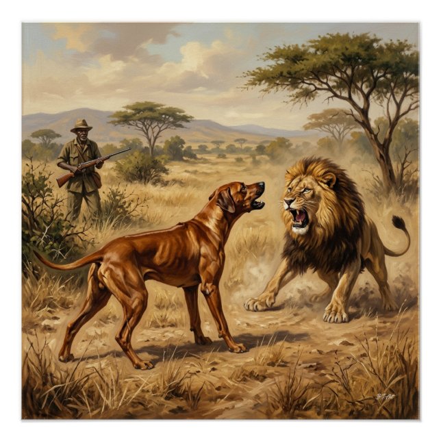 Póster Arte do Cão Leão Rhodesian Ridgeback (Frente)
