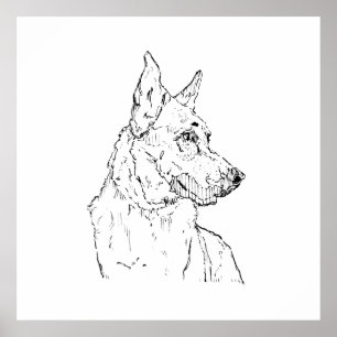 Poster Arte do Cão Pastor Alemão Alsaciano