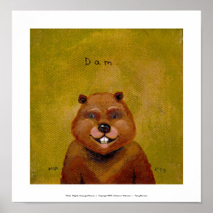 Póster Arte do castor original pintando o divertimento