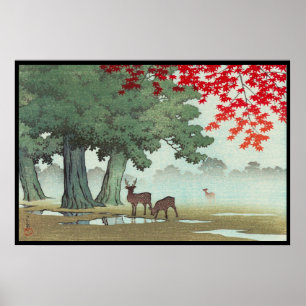 Póster Arte do cenário do hanga da canela de Hasui Kawas