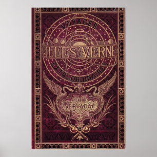 Poster Arte do cobrir de Jules Vern "Steampunk" do