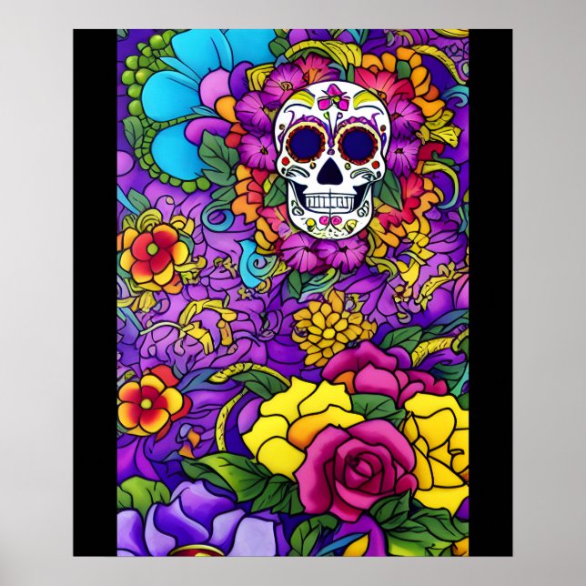 Poster Arte do Crânio do Açúcar - Día de los Muertos Deli (Frente)