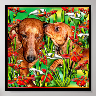 Póster Arte do Dachshund