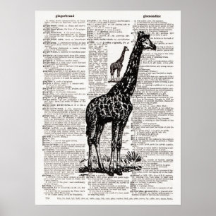 Póster Arte do dicionário do girafa