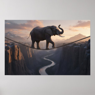 Poster Arte do elefante andando na corda