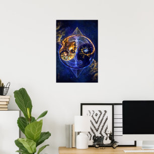 Poster Arte do equilíbrio yin-yang da chama gêmea