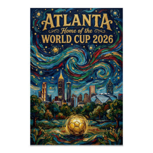 Póster Arte do Futebol de Atlanta 2026 Projeto do Estádio