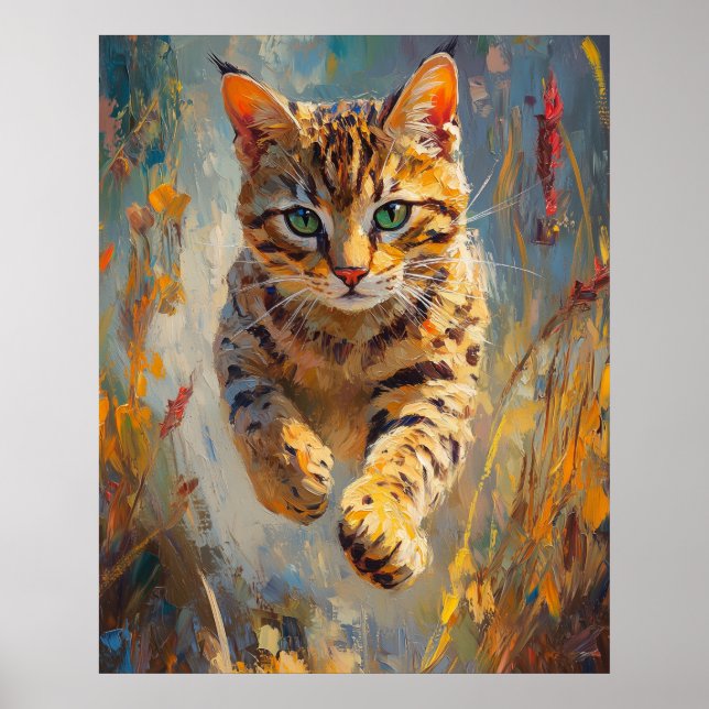Poster Arte do Gato Bengal Saltitante (Frente)