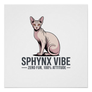 Póster Arte do Gato Sphynx sob Luz Solar