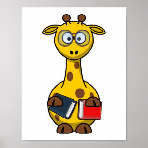 Poster Arte do girafa do leitor ávido