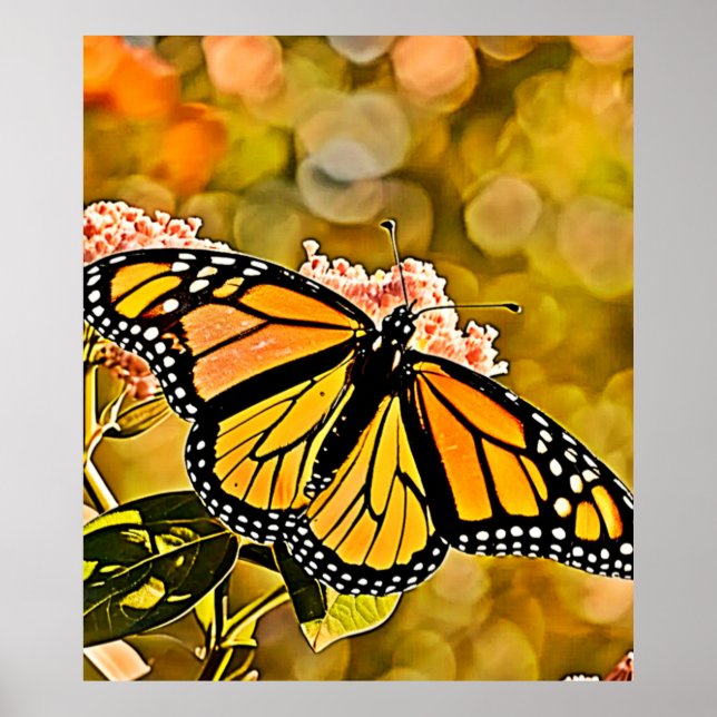 Poster Arte do Jardim da Borboleta Monarca (Frente)