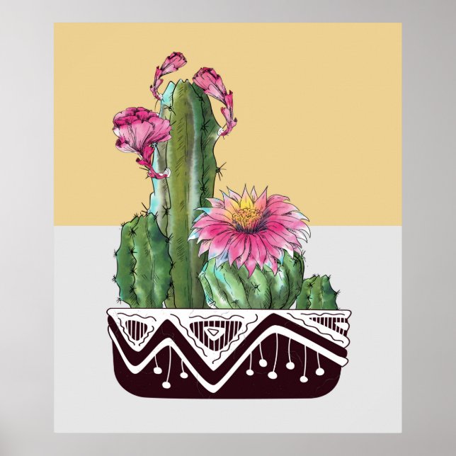 Poster Arte do Jardim de Cactus Moderna (Frente)