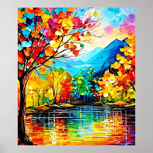 Poster Arte do Lago Rainbow Autumn (Frente)