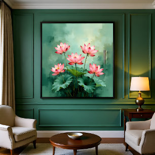 Póster Arte do Lótus Rosa