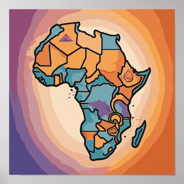 Poster Arte do mapa africano (Frente)
