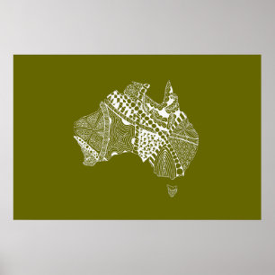 Poster Arte do Mapa Australiano - Escolha sua cor