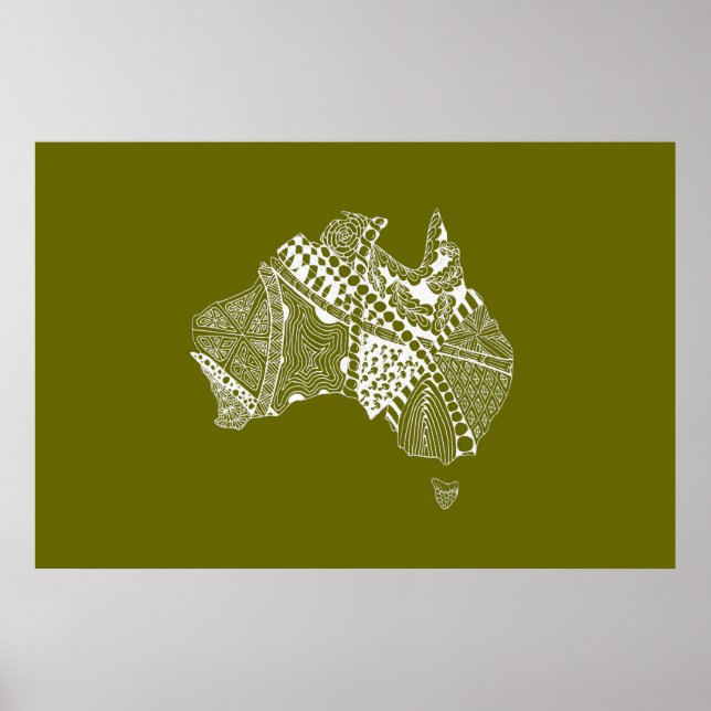 Poster Arte do Mapa Australiano - Escolha sua cor (Frente)