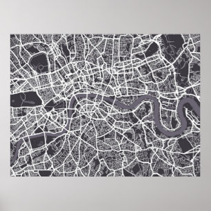Poster Arte do mapa de ruas de Londres Inglaterra