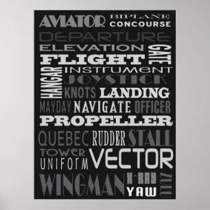 Póster Arte do metro do alfabeto do aviador