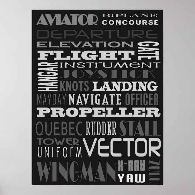 Póster Arte do metrô do Aviator Alphabet (Frente)