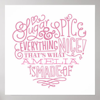 Póster Arte do nome da criança de açúcar e especiarias
