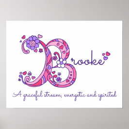 Poster Arte do nome de Brooke B iniciais rabiscadas signi