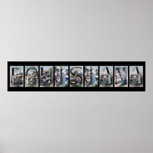 Póster Arte do nome de letra do alfabeto de LOUISIANA