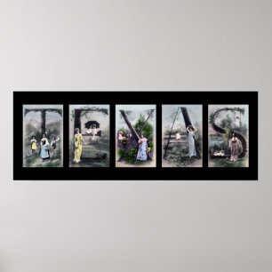 Póster Arte do nome de letra do alfabeto de TEXAS